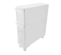 HELEVIA Mobiletto da Bagno in Plastica, Organizer Stretto e Sottile con 2 Cassetti e 4 Ruote per la Biancheria da e la Carta Igienica (14 cm)