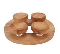 HELEVIA Poggiatesta di Sauna in Legno, Cuscino di Sauna Rotabile, Supporto per Il Collo di Quercia con 4 Superfici Concave Ruota Universale, per Rilassamento della Testa a Sollievo