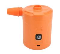 HELEVIA Pompa D'Aria Elettrica, Gonfiatore Portatile Ricaricabile da 5200 MAh con 4 Ugelli e Display a LED, per Campeggio con Palline per Pneumatici per Materassi Ad Aria (Arancia)