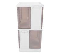 HELEVIA Scaffale per Libri Girevole, Scaffale per Libreria da Pavimento con Esposizione a 360 Gradi con Porta Magnetica Trasparente, per Studio Soggiorno Camera da Letto di Piccole (2 livelli)