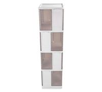 HELEVIA Scaffale per Libri Girevole, Scaffale per Libreria da Pavimento con Esposizione a 360 Gradi con Porta Magnetica Trasparente, per Studio Soggiorno Camera da Letto di Piccole (Quattro strati)