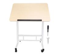 HELEVIA Scrivania per in Piedi Mobile con Ruote, Regolamento Altezza Pieghevole Portatile Portatili per Laptop, per il Comodino per la Casa (Acero bianco)