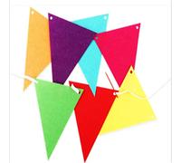 HELEVIA Set da 5 Pezzi Triangolari in Tessuto Feltro Multicolore per | Tessuto in Feltro, Bandiere con Stendardi Multicolori, Decorazioni Celebrative, Porte, Alberi, Finestre, Perni Filettati,