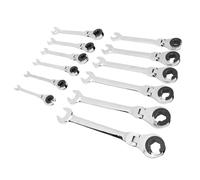 HELEVIA Set DI Chiavi A Cricchetto A Cricchetto A Margine Aperto 12pcs, CRV 72T RILUCIONE A CATCHETTING REGOLABILE DI 180 Gradi, Dimensioni Metriche 8-19 Mm, Testa Flessibile, per
