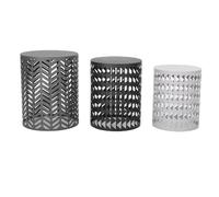 HELEVIA Sgabelli da Giardino 3 Pezzi, Set di Sgabelli Cilindrici in Metallo con Finitura Lucida, Decorazione per Terrazza per Patio per Scene All'aperto