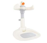 HELEVIA Supporto per Doccia per Bambini Pieghevole, Regolazione in Altezza, Supporto per Doccia per Bambini in Piedi con Papera Cartone Animato con Scaffale, per Pannolini Bagno