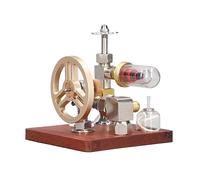 HELEVIA Verticale a velocità Regolabile Modello Motore Stirling | Motore Ad Aria Calda, Vetro, Lega di Alluminio, Legno Massiccio, Combustibile Escluso, Progetti Scientifici, Aule di