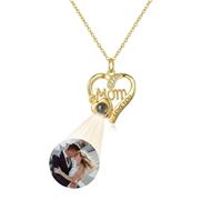 Helgee Collana con ciondolo a forma di cuore con immagine personalizzata e ciondolo a forma di cuore, in argento Sterling, regalo commemorativo per lei, festa della mamma, compleanno, San Valentino