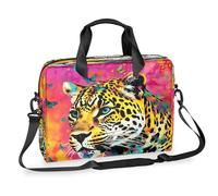 Helhappy Borsa a tracolla per computer portatile da 15,7 pollici, con farfalle colorate e leopardi, impermeabile, per lavoro, ufficio, lavoro, per uomini e donne