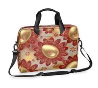 Helhappy Borsa a tracolla per computer portatile da 15,7 pollici, in lamina d'oro, uova di Pasqua e fiori rossi, impermeabile, per lavoro, ufficio, lavoro, per uomini e donne