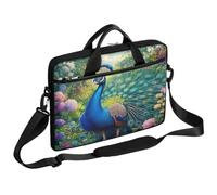 Helhappy Borsa a tracolla per computer portatile da 15 pollici con bellissimo motivo uccello pavone floreale pianta paesaggi borse per computer valigetta borsa messenger borsa resistente e