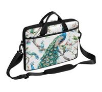 Helhappy Borsa a tracolla per computer portatile da 15 pollici con bellissimo pavone retrò blu uccello elegante piuma borsa per computer valigetta messenger borsa messenger borsa resistente e