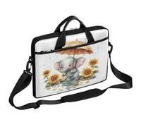 Helhappy Borsa a tracolla per computer portatile da 15 pollici con grazioso elefantino sotto l'ombrello borse per computer valigetta borsa messenger borsa resistente e impermeabile per uomini donne
