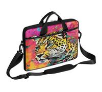 Helhappy Borsa a tracolla per computer portatile da 15 pollici con leopardi colorati e farfalle, borsa messenger in tessuto resistente e impermeabile, per uomo e donna