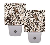 Helhappy Confezione da 2 luci notturne a LED da collegare alla parete, stampa leopardata nera, sensore automatico, lampada notturna dal tramonto all'alba, per camera da letto, bagno, corridoio