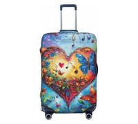 Helhappy Copertura per bagagli da viaggio, protezione per valigia, batteria per chitarra, note musicali, strumento musicale, lavabile, con stampa, in spandex, copertura elastica per bagagli 45-81 cm