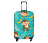 Helhappy Copertura per bagagli da viaggio, protezione per valigia, con dinosauri, animali, giungla, piante, lavabile, in spandex, elastica, 45-81 cm, Bella banana scimmia, XL