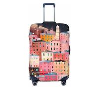 Helhappy Copertura per bagagli da viaggio, protezione per valigia, con farfalle colorate, stile retrò, lavabile, in spandex, 45-81 cm, Fiocchi di neve colorati Appartamento, L