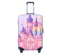 Helhappy Copertura per bagagli da viaggio, protezione per valigia, con frammenti floreali rosa, lavabile, in spandex, elastica, 45-81 cm, Arcobaleno Castello Rosa, L