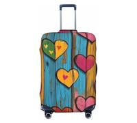 Helhappy Copertura per bagagli da viaggio, protezione per valigia, con margherita bianca, girasole verde, gnomo, lavabile, in spandex, elastica, 45-81 cm, Cuori d'amore retrò, L