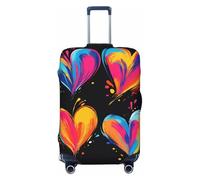 Helhappy Copertura per bagagli da viaggio, protezione per valigia, con stampa colorata retrò con farfalla colorata, lavabile, in spandex elastico, 45-81 cm, Cuore d'amore, S