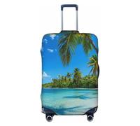 Helhappy Copertura per bagagli da viaggio, protezione per valigia, con stampa di cartoni animati e giraffa, lavabile, in spandex, elastica, 45-81 cm, Scena sulla spiaggia dell'isola, L