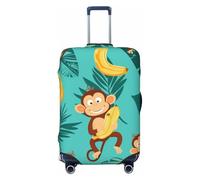 Helhappy Copertura per bagagli da viaggio, protezione per valigia, con stampa di dinosauri e palme in stile cartone animato, lavabile, in spandex, elastica, 45-81 cm, Scimmia Banana, S