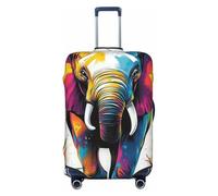 Helhappy Copertura per bagagli da viaggio, protezione per valigia, con stampa rosa rossa e leopardata, lavabile, in elastan, 45-81 cm, Elefante colorato., L