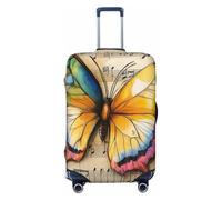 Helhappy Copertura per bagagli da viaggio, protezione per valigia, con stampa rosa rossa e leopardata, lavabile, in elastan, 45-81 cm, Farfalla Fantas, XL