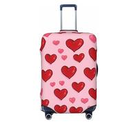 Helhappy Copertura per bagagli da viaggio, protezione per valigia, impermeabile, blu, farfalla, fiori rosa, lavabile, in spandex, elastica, 45-81 cm, Rosa e Rosso Amore Hears, L