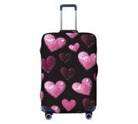 Helhappy Copertura per bagagli da viaggio, protezione per valigia, impermeabile, blu, farfalla, fiori rosa, lavabile, in spandex, elastica, 45-81 cm, Cuore d'amore splendente, S