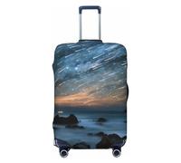 Helhappy Copertura per bagagli da viaggio, protezione per valigia, oceano, spiaggia, stella marina, conchiglie, lavabile, in spandex, elastica, 45-81 cm, Isola delle meteore del mare notturno, L