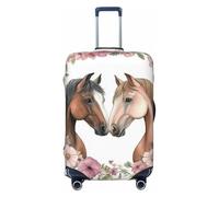 Helhappy Copertura per bagagli da viaggio, protezione per valigia, stile bohémien, astratto, floreale, retrò, con stampa floreale, lavabile, in spandex, elastica, 45-81 cm, Coppia Cavalli, M