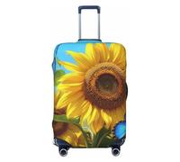 Helhappy Copertura per valigie da viaggio, motivo: Boston Terrier, motivo: cane in stile cartone animato, lavabile, con stampa, in spandex, 45-81 cm, Farfalle Blu Girasole, XL