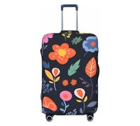 Helhappy Copertura per valigie da viaggio, motivo: Boston Terrier, motivo: cane in stile cartone animato, lavabile, con stampa, in spandex, 45-81 cm, Piante da fiore colorate, XL