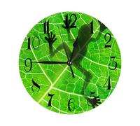 Helhappy Orologio da parete da 25,4 cm, silenzioso, senza ticchettio, funzionamento a batteria, con sagoma di rana e ombra sulla foglia, in PVC, per casa, soggiorno, ufficio, scuola, cucina, camera da