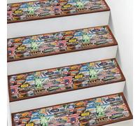 Helhappy Tappeto antiscivolo per scale, 19,8 x 76,2 cm, città e statua della libertà, morbido tappeto per scale per interni, per bambini, anziani e animali domestici, 10 pezzi