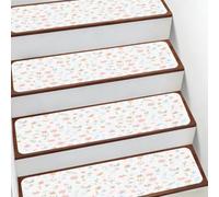 Helhappy Tappeto antiscivolo per scale, 19,8 x 76,2 cm, con frammenti floreali rosa, morbido, per scale, per interni, per bambini, anziani e animali domestici, 15 pezzi