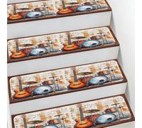 Helhappy Tappeto antiscivolo per scale, 19,8 x 76,2 cm, per chitarra, batteria, note musicali, strumento musicale, scale morbide per interni, per bambini, anziani e animali domestici