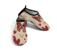 Helhappy Water Shoes - Calzettoni da uomo e da donna, ad asciugatura rapida, Farfalla e cuori d'amore, 42.5/43 EU