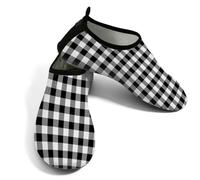 Helhappy Water Shoes - Calzettoni da uomo e da donna, ad asciugatura rapida | Nero Bianco Plaid Leggero Spiaggia Nuoto Scarpe per Piscina Fiume Canottaggio Yoga Walking