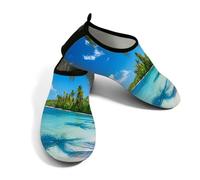 Helhappy Water Shoes - Calzettoni da uomo e da donna, ad asciugatura rapida, Scena sulla spiaggia dell'isola, 42.5/43 EU