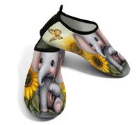 Helhappy Water Shoes - Calzettoni da uomo e da donna, ad asciugatura rapida | Simpatico elefante che tiene un ombrello tra i girasoli, scarpe da spiaggia leggere per piscina, fiume, canottaggio, yoga