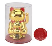Helhom Solar Waving Arm Fortune Cat, Lucky Cat Hand Waving Ornament Smiling Chinese Fengshui Wealth Desktop Decor, Shop Dashboard Home Office Car