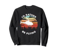 Helicopter Funny Pilot Gift I'd Rather Be Flying Retro Felpa