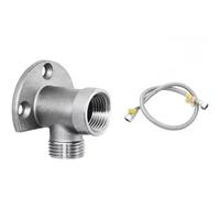 Helilyco 304 - Staffa per rubinetto da parete in acciaio inox, 10,2 cm, per rubinetto con base convertibile, antiruggine, anti-invecchiamento, per lavabo e lavatrice, colore: argento