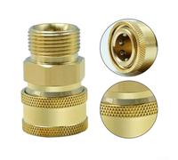 Helilyco Accoppiatore in ottone per idropulitrice m22 da 15 mm (M22 da 14 | Adatto per prese M22 da 15 mm, finitura oro nero, inserto in acciaio inox, attacco facile a scatto
