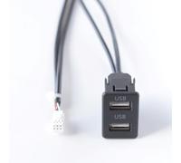 Helilyco Auto 6-Pin a per Doppia Porta USB Pannello Interfaccia, 145cm Audio Ingresso Cavo Adattatore Aftermarket Navigazione System, Nero ABS