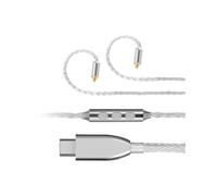 Helilyco Cavo USB di tipo C per cuffie con microfono, 0,78 mm, cavo placcato argento a 2 pin per serie SE215 SE535 IE, cavo audio ad alta fedeltà bianco