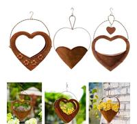 Helilyco Cesto in metallo a forma di cuore da appendere, per interni ed esterni, in ferro, resistente alla ruggine, per piante grasse e mangiatoia per uccelli, decorazione da parete da giardino (19 x